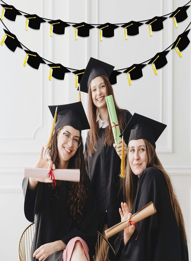 لافتة تهنئة سوداء، زينة تخرج 2025، إكليل قبعة تخرج ورقي لامع - Image 4