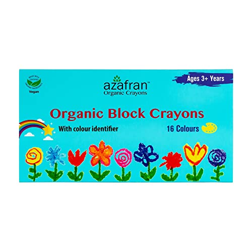 Azafran Organics 16 Non-toxic Block Crayons, Standard Size, For Pre School Kids, Baby Safe, Hypoallergenic, No Mineral Oils, No Harmful Chemicals, 16 Color Shades, Multi-coloured. - Image 2
