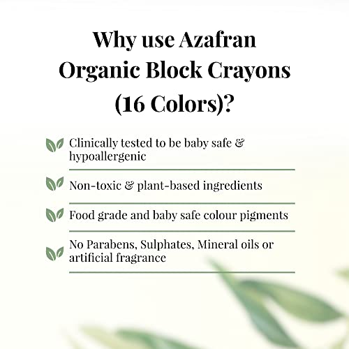 Azafran Organics 16 Non-toxic Block Crayons, Standard Size, For Pre School Kids, Baby Safe, Hypoallergenic, No Mineral Oils, No Harmful Chemicals, 16 Color Shades, Multi-coloured. - Image 4