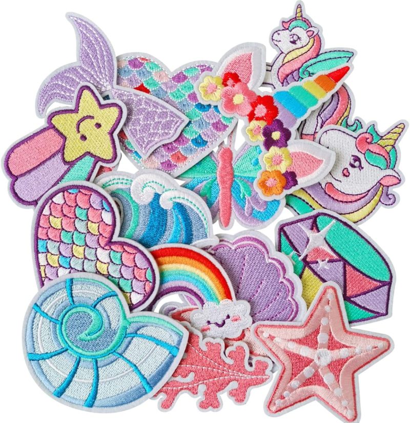 Iron-On Patches 16 Assorted Embroidered Designs - Easy To Apply Wash-Safe Durable Adhesion Unicorn Patches For Kids Home Craft Projects Clothing Decoration - Image 3