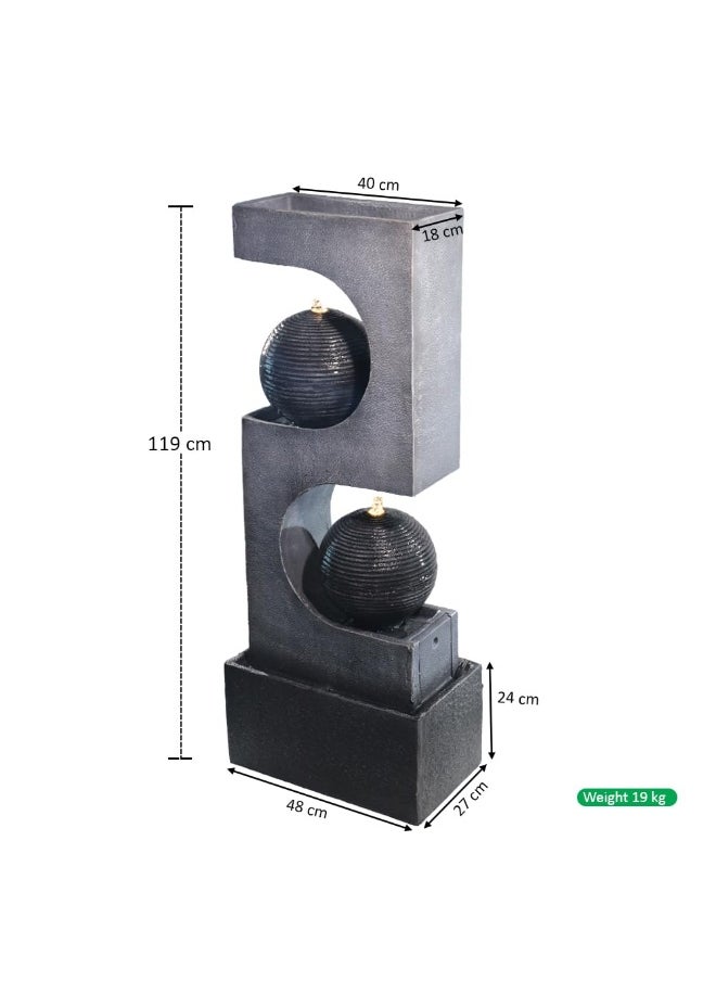 Yatai - Yatai Modern Art-Inspired Design Water Fountain, Polyresin & Fiberglass Cascading Waterfall Fountain, Tabletop Fountain with LED Light, Indoor/Outdoor Freestanding Fountains for Garden, Home & Event - Image 1