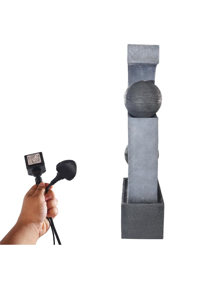 Yatai - Yatai Modern Art-Inspired Design Water Fountain, Polyresin & Fiberglass Cascading Waterfall Fountain, Tabletop Fountain with LED Light, Indoor/Outdoor Freestanding Fountains for Garden, Home & Event - Image 1