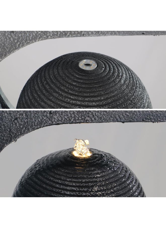 Yatai - Yatai Modern Art-Inspired Design Water Fountain, Polyresin & Fiberglass Cascading Waterfall Fountain, Tabletop Fountain with LED Light, Indoor/Outdoor Freestanding Fountains for Garden, Home & Event - Image 1