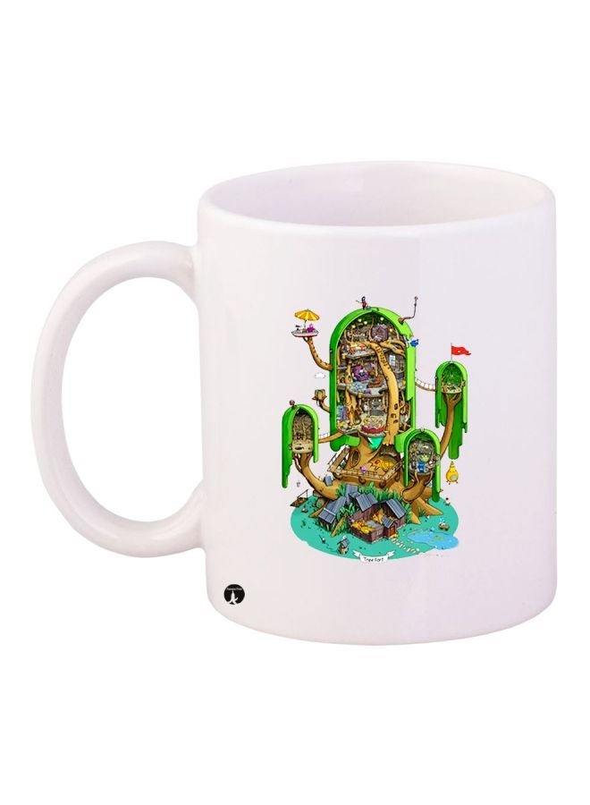 Tree House Printed Coffee Mug White/Brown/Green 11ounce