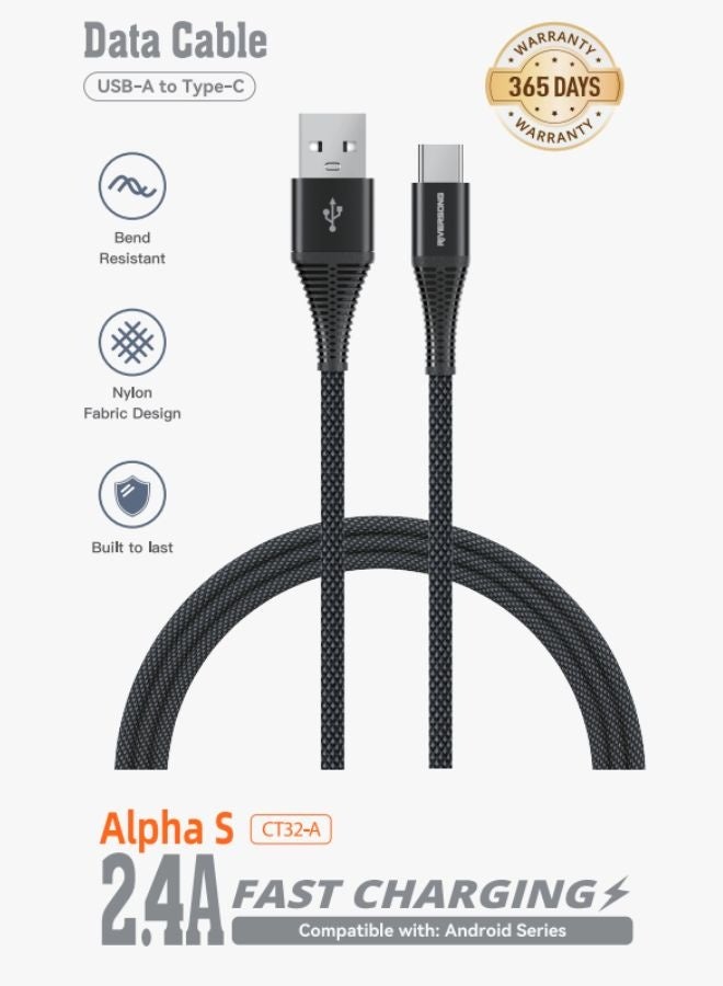 ريفرسونج كابل شحن USB-A إلى USB-C بطول 1 متر، شحن سريع 2.4 أمبير، كابل مزامنة متين ومضفر من النايلون - Image 2