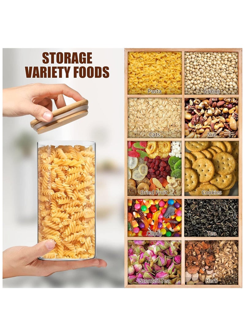 SKY-TOUCH 3pack 1500ml Glass Food Storage Containers with Bamboo Lid,  Clear Square Kitchen Container, Stackable Glass Pantry Food Canisters for kitchen Counter, Candy, Cookie, Rice, Cereal,50oz  - Image 5