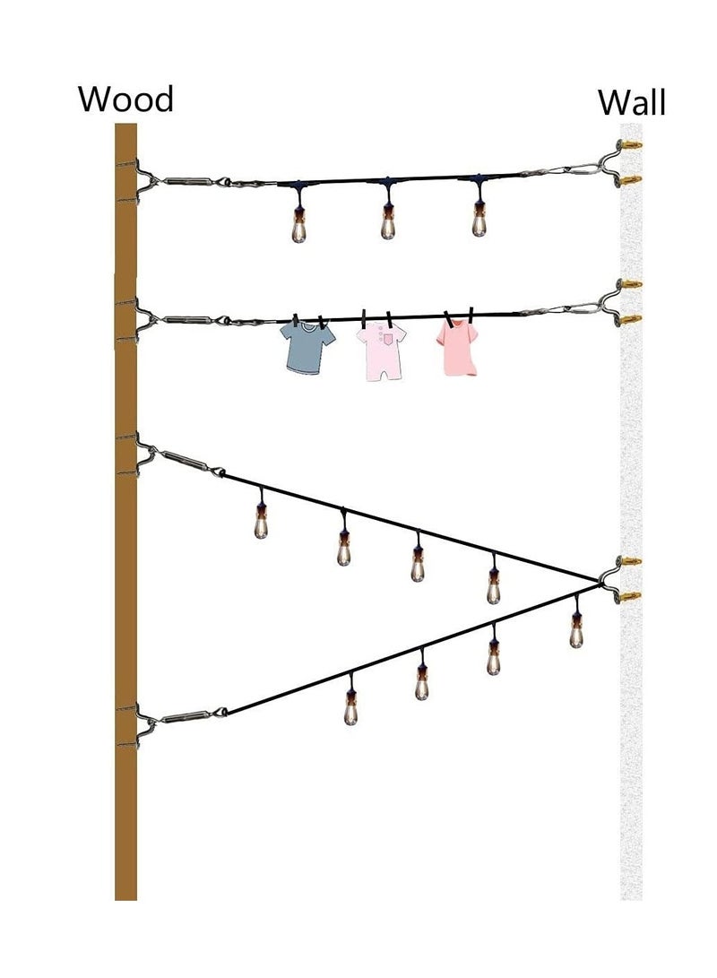 Generic String Light Hanging Kit 200FT Outdoor Light Hanging Kit Globe String Lights Suspension Kit Vinyl Coated 304 Stainless Steel Cable Outdoor Light Guide Wire Outdoor Light Hanging Kit - Image 4