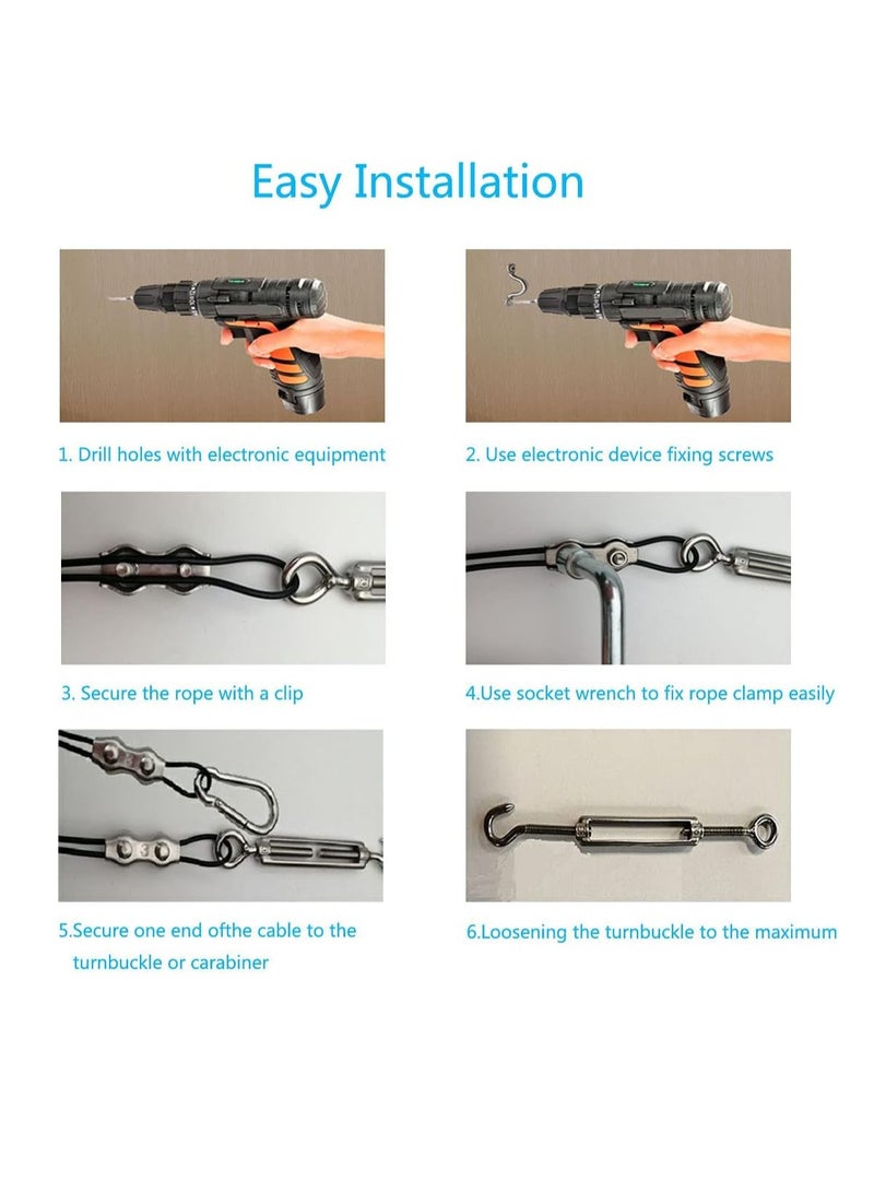 Generic String Light Hanging Kit 200FT Outdoor Light Hanging Kit Globe String Lights Suspension Kit Vinyl Coated 304 Stainless Steel Cable Outdoor Light Guide Wire Outdoor Light Hanging Kit - Image 5