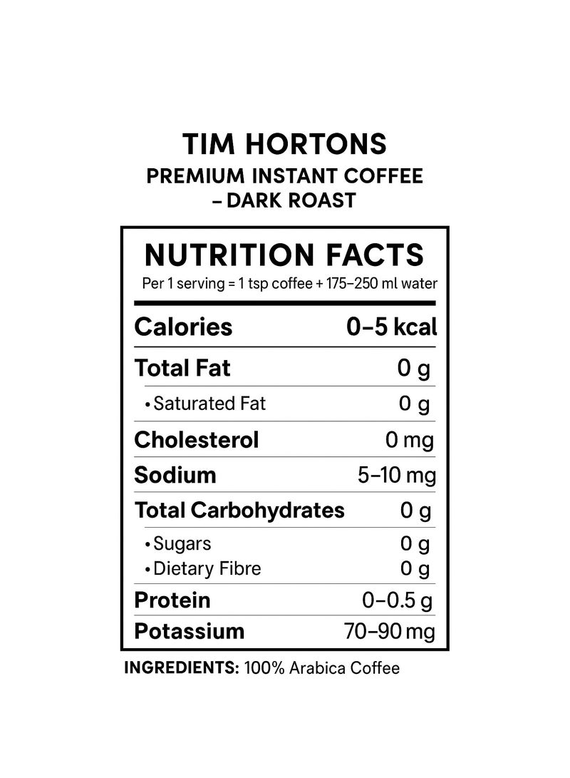 Tim Hortons Premium Instant Coffee Dark Roast 100g - Image 3