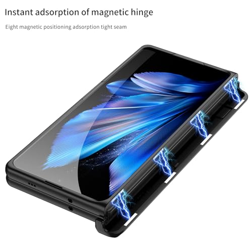 Midkart Electroplated Hinge Protection Cover Compatible with Vivo X Fold 3 Pro Release 2024 with Front Tempered Glass Case Built-in Kickstand Protective, Transparent & Black - Image 2
