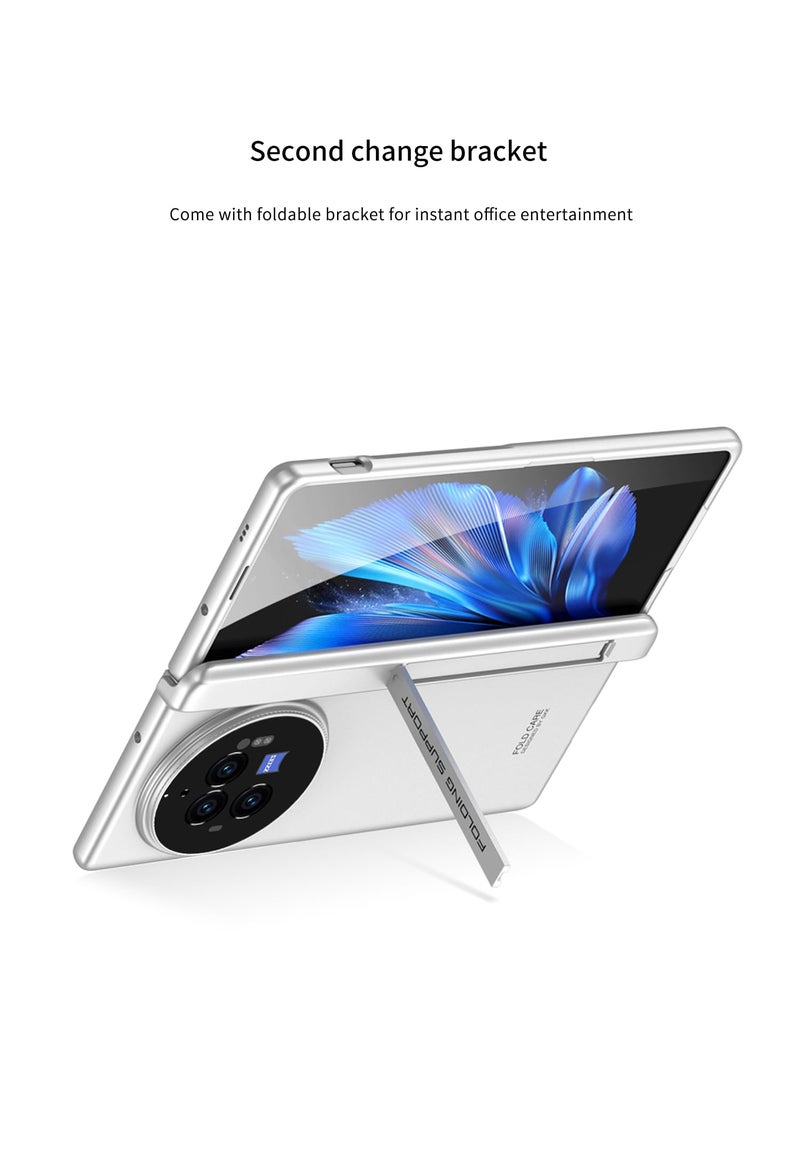 Midkart Electroplated Hinge Protection Cover Compatible with Vivo X Fold 3 Pro Release 2024 with Front Tempered Glass Case Built-in Kickstand Protective, Transparent & Black - Image 4