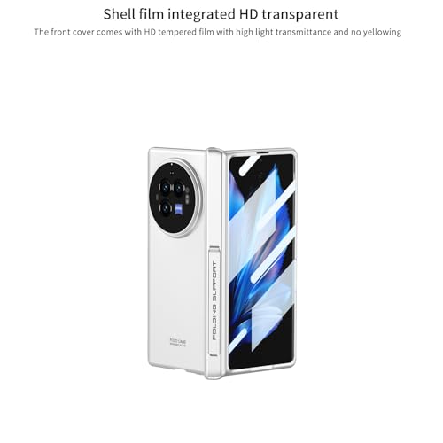 Midkart Electroplated Hinge Protection Cover Compatible with Vivo X Fold 3 Pro Release 2024 with Front Tempered Glass Case Built-in Kickstand Protective, Transparent & Black - Image 3