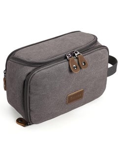 Gonex Gonex Travel Toiletry Bag for Men, Water Resistant Canvas Wide Open Dopp Kit with Wet Dry Compartment, Travel Essentials Toiletries Organizer Shaving Bag, Grey 