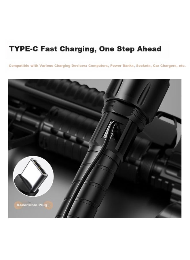 SkyFire Tianhuo Long-handle Flashlight High Brightness Zoomable Ultra-long Battery Life Rechargeable Military Outdoor Home Security Patrol Self-defense - Image 2