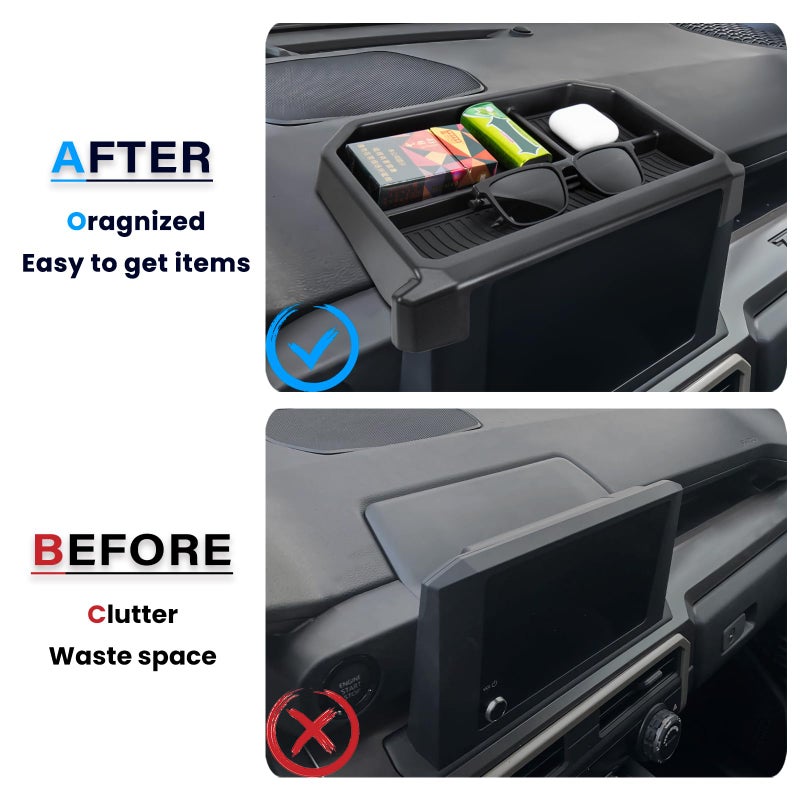 Neepiar Center Console Dashboard Organizer Compatible with 2024 2025 2026 Toyota Tacoma / 2025 2026 4Runner Dash Organizer Tray Behind Screen Dashboard Interior Accessories(Only for 8-inch Screen) - Image 3