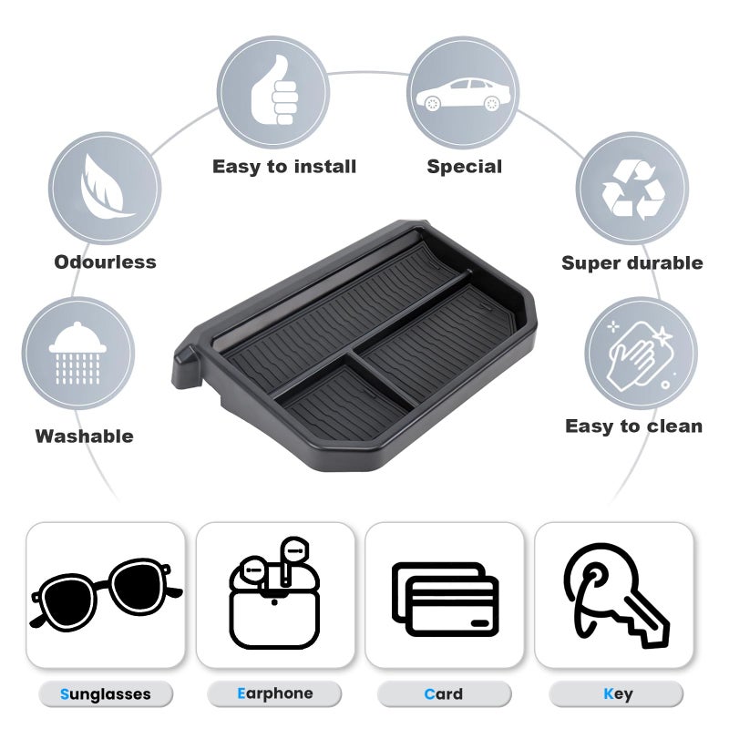 Neepiar Center Console Dashboard Organizer Compatible with 2024 2025 2026 Toyota Tacoma / 2025 2026 4Runner Dash Organizer Tray Behind Screen Dashboard Interior Accessories(Only for 8-inch Screen) - Image 4
