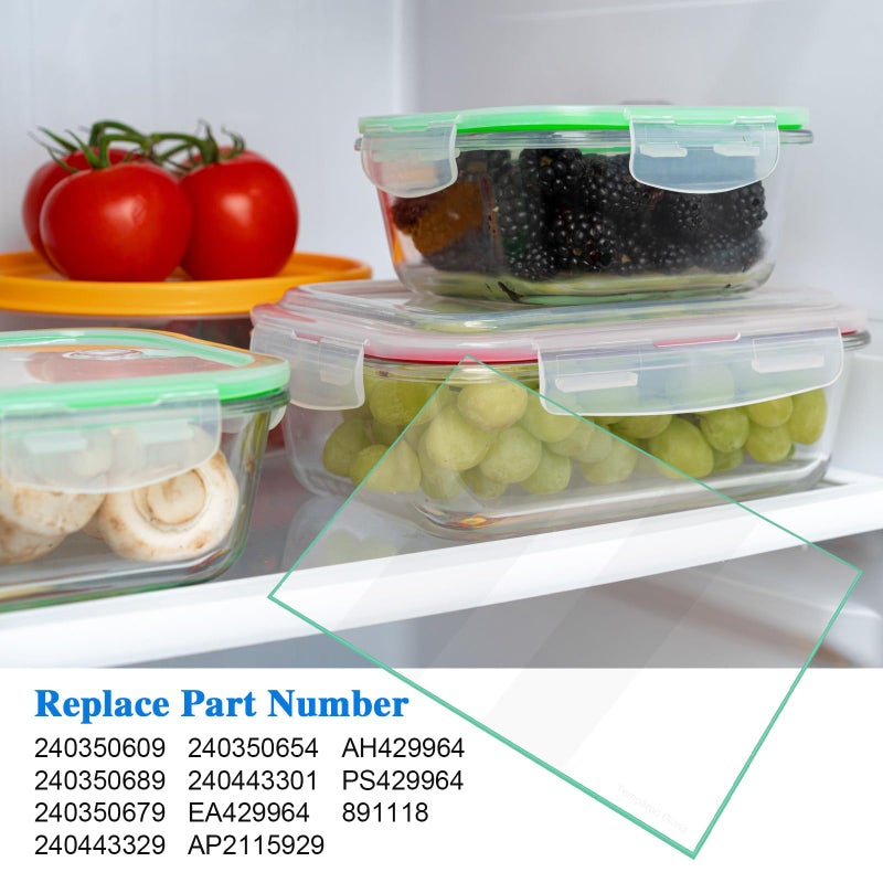 folosem 240350609 Refrigerator Glass Shelf replacement Crisper Pan Insert Compatible With Frigidaire Kenmore AP2115929, LFHT2131QE1, FFHT2131QS6, Replacement Shelves Fridge Glass Shelf Replacement Parts - Image 5