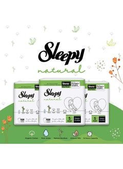 Sleepy Natural Size 5 , Newborn, 24 Count, 11-18Kg Hypoallergenic Baby Dry Diapers, Organic Cotton, Highly Absorbent, Bamboo Extract, Ultimate Comfort And Dryness, 100% Leakage Protection  - Image 3