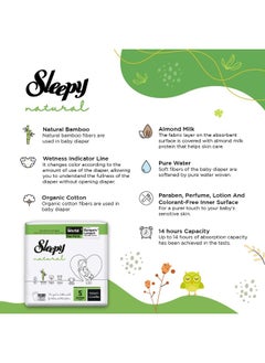 Sleepy Natural Size 5 , Newborn, 24 Count, 11-18Kg Hypoallergenic Baby Dry Diapers, Organic Cotton, Highly Absorbent, Bamboo Extract, Ultimate Comfort And Dryness, 100% Leakage Protection  - Image 4