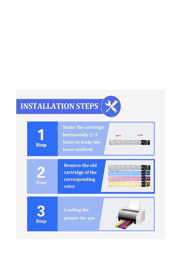 Terabyte TN-220 Compatible Toner Cartridge Replacement for TN220 TN220k Black,CYAN,YELLOW,MAGENTA Toner for Konica Minolta Bizhub C221 C281 C7122 C7128 C221S Printers 29000 Pages - Image 3