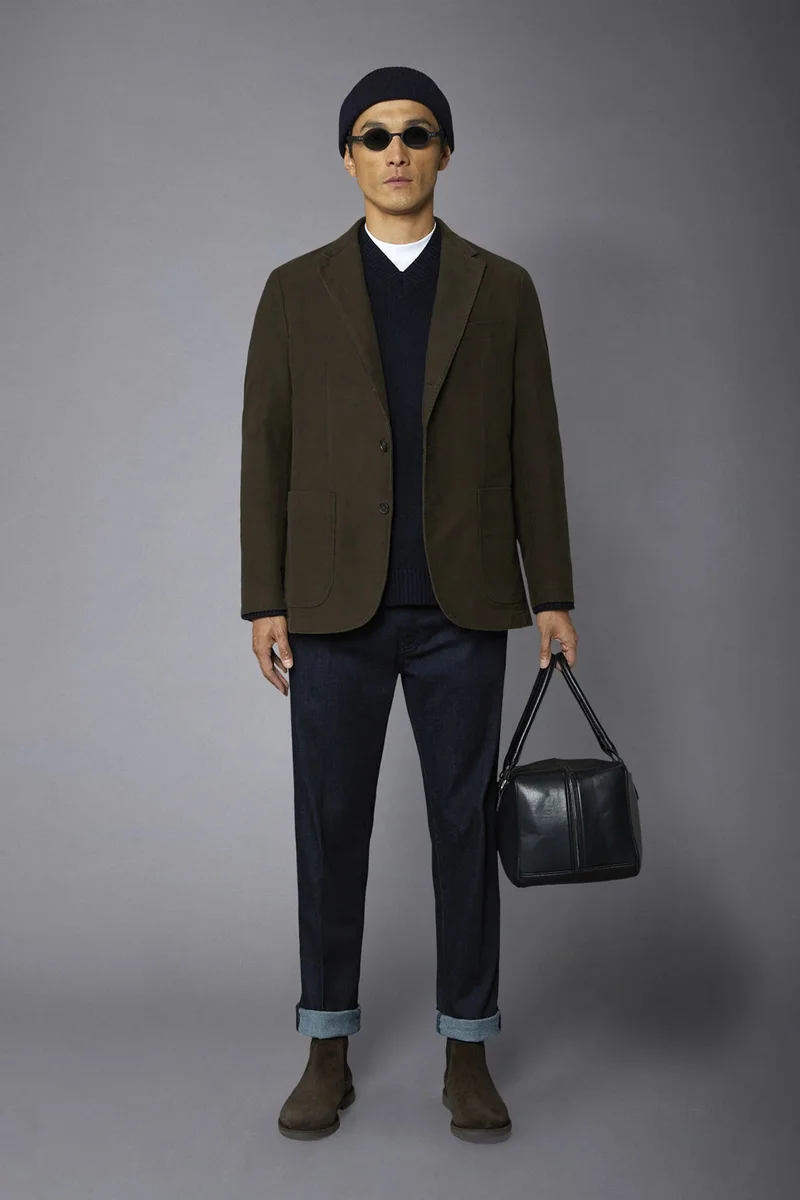 Men's single-breasted jacket - Brown