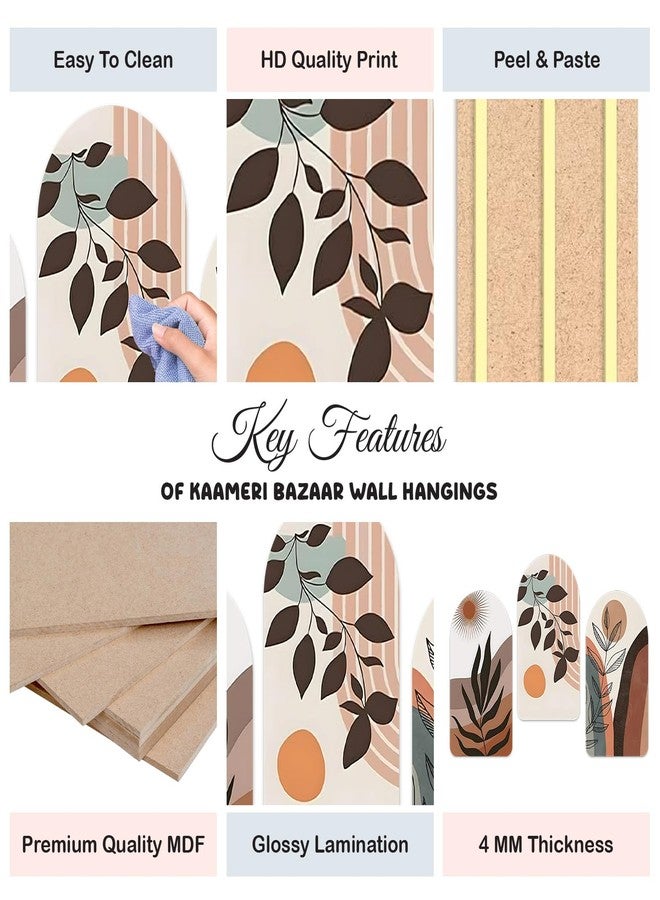 Kaameri Bazaar Abstract Plant Boho Botanical Art Print for Home Decor | Office | Gift | Wooden Wall Hanger| Living Room, Pack of 3 Pieces - Image 2