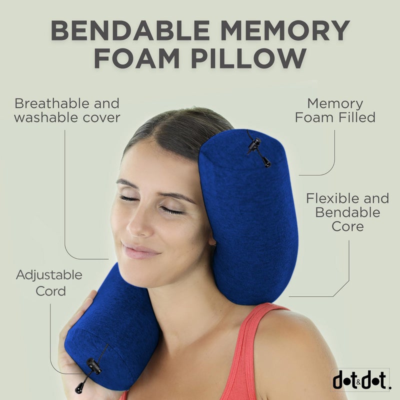 Dot&Dot Twist Memory Foam Travel Pillow for Airplanes - Travel Neck Pillow for Sleeping - Airplane Pillow for Neck Support - Adjustable, Bendable Neck Roll Pillow - Image 3