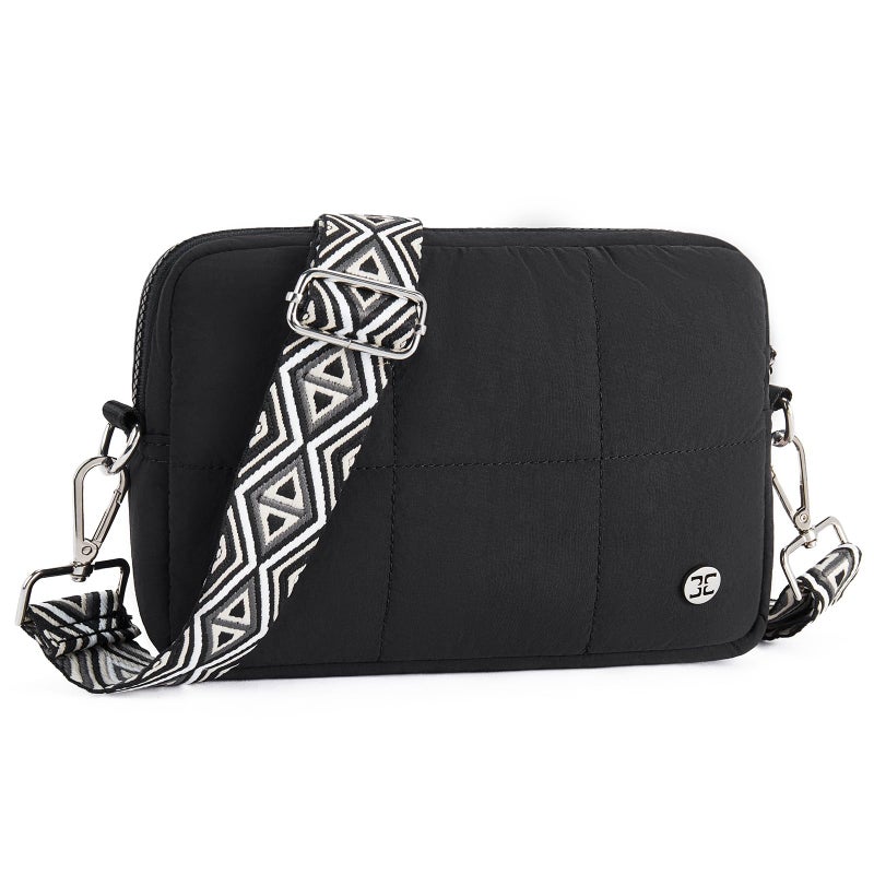 Telena Crossbody Bags for Women Crossbody Purse with Guitar Strap Lightweight Puffer Shoulder Bag for Travel Black - Image 1