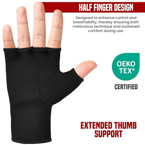 Rdx أقنعة ريدكس للملاكمة للرجال والنساء، أربطة أصابع نصفية مرنة، حماية قبضة تحت القفازات، موياي تاي، كيك بوكسينغ، MMA، فنون القتال، تدريب على كيس السرعة - Image 5