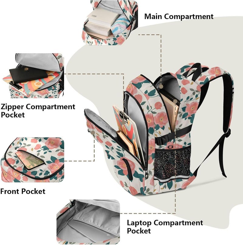 Large Travel Backpack for Women Men Simple Spring Rose Peach College School Bookbag 17.5 inch College Backpacks Office Back Pack mochilas grandes para hombres 7-18 - Image 5