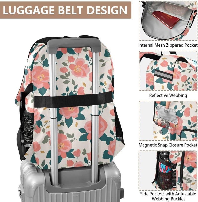 Large Travel Backpack for Women Men Simple Spring Rose Peach College School Bookbag 17.5 inch College Backpacks Office Back Pack mochilas grandes para hombres 7-18 - Image 4