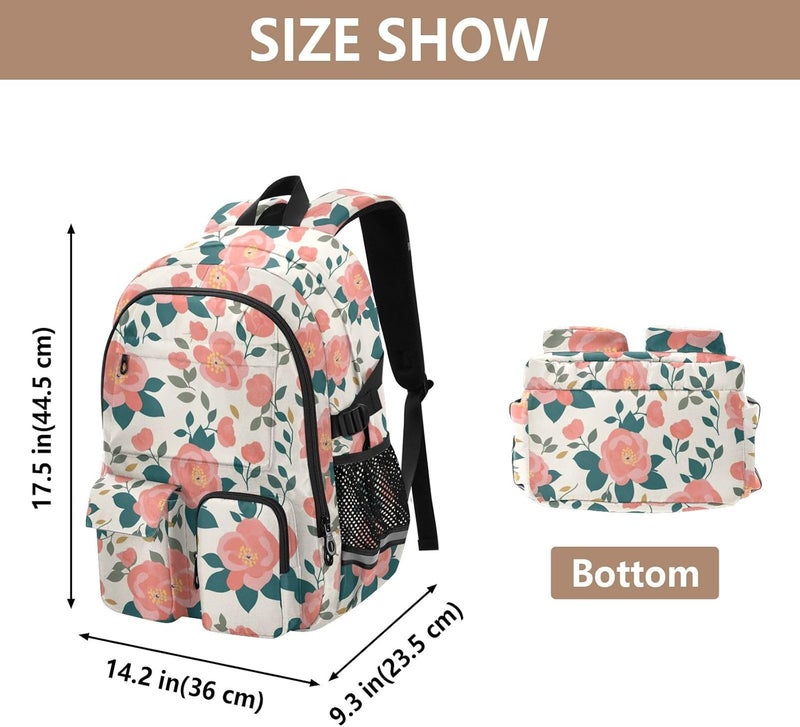 Large Travel Backpack for Women Men Simple Spring Rose Peach College School Bookbag 17.5 inch College Backpacks Office Back Pack mochilas grandes para hombres 7-18 - Image 3