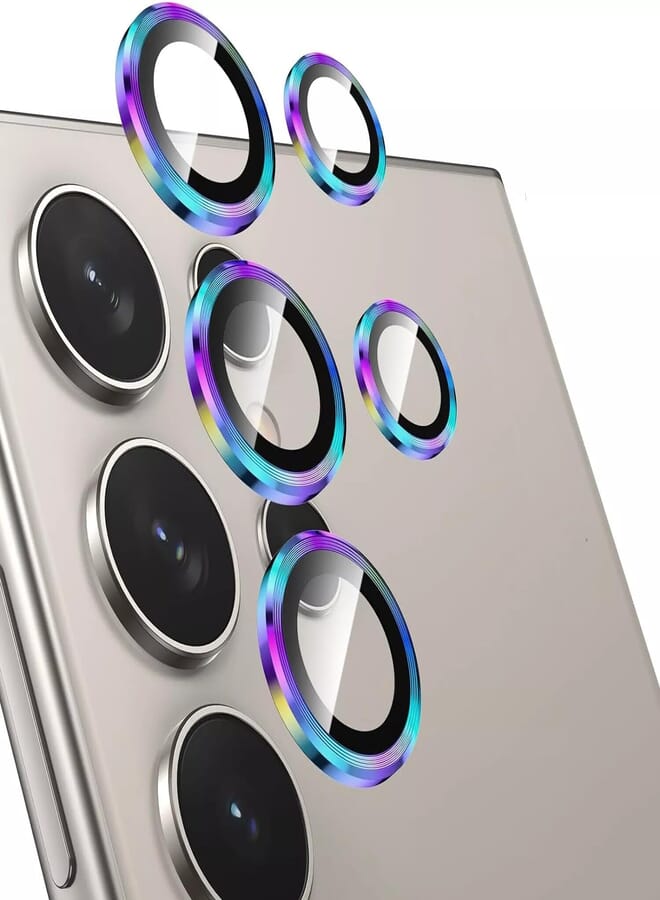Next Store Camera Lens Protector Compatible with Samsung Galaxy S25, Aluminum Alloy & Tempered Glass Ring Cover, 9H Hardness Ultra Shockproof Protection (Multicolor)