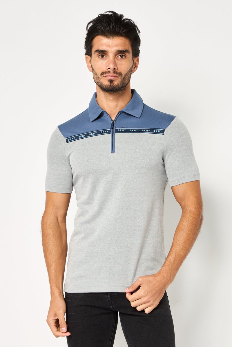 DKNY Men Regular Fit Brand Logo Short Sleeve Polo Shirt, Multicolor - Image 1