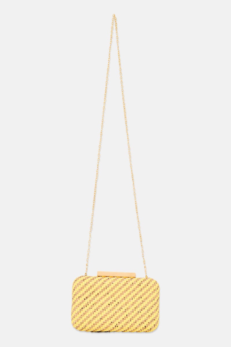 Urban Expressions Women Textured Cross Body Bag 18 L x 11 H x 4 W cm, Yellow - Image 3