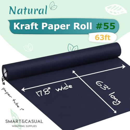 SMART&CASUAL SMARTCASUAL 178 x 760 63 Navy Blue Kraft Craft Paper Roll for Gift Wrapping Bulletin Board Bouquet Flower Kids Art Packing Parcel Table Covering 80GSM 55LB Navy Blue 178 x 63 - Image 3