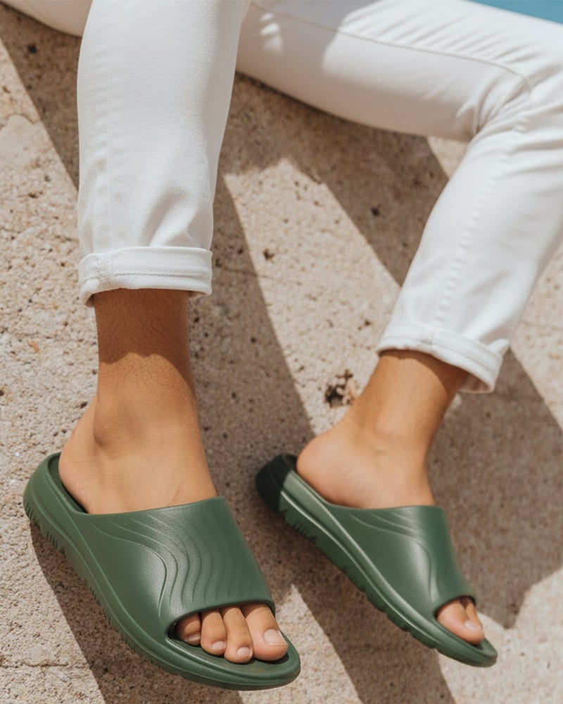 bewakoof Men's Olive Green EVA Comfy Sliders - Image 2