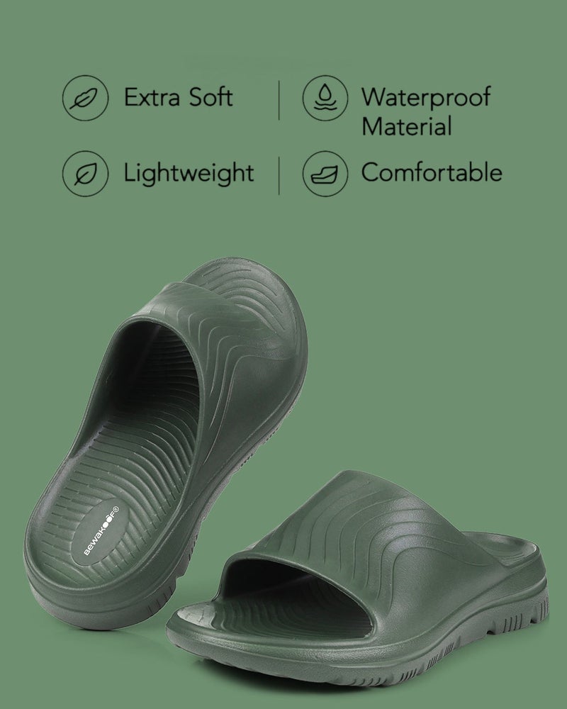 bewakoof Men's Olive Green EVA Comfy Sliders - Image 4
