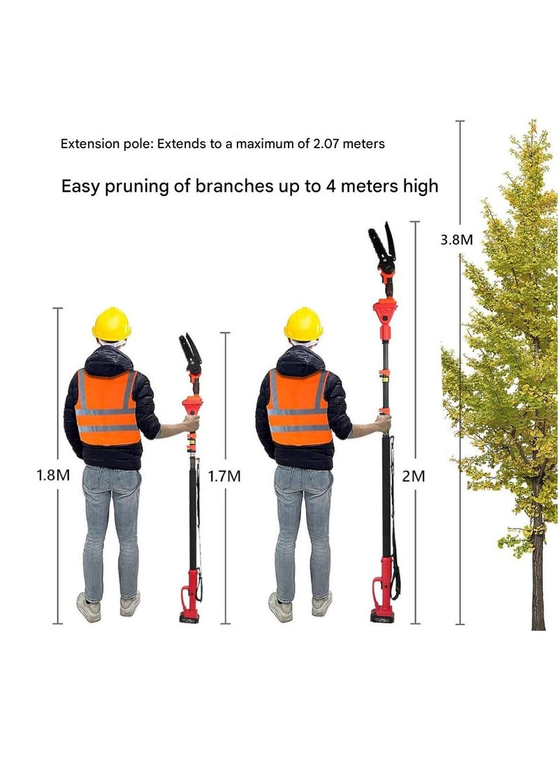 جيرزون طقم التقليم الكهربائي، 3 في 1 مع قطعتين بطاريات 4.0 أمبير، منشار كهربائي 8 بوصة ومقصات تقليم كهربائية مع عمود تمديد بحد أقصى 6.3 قدم، شفرات SK5، أدوات كهربائية للحديقة لفروع الأشجار، الفناء، المنزل - Image 3