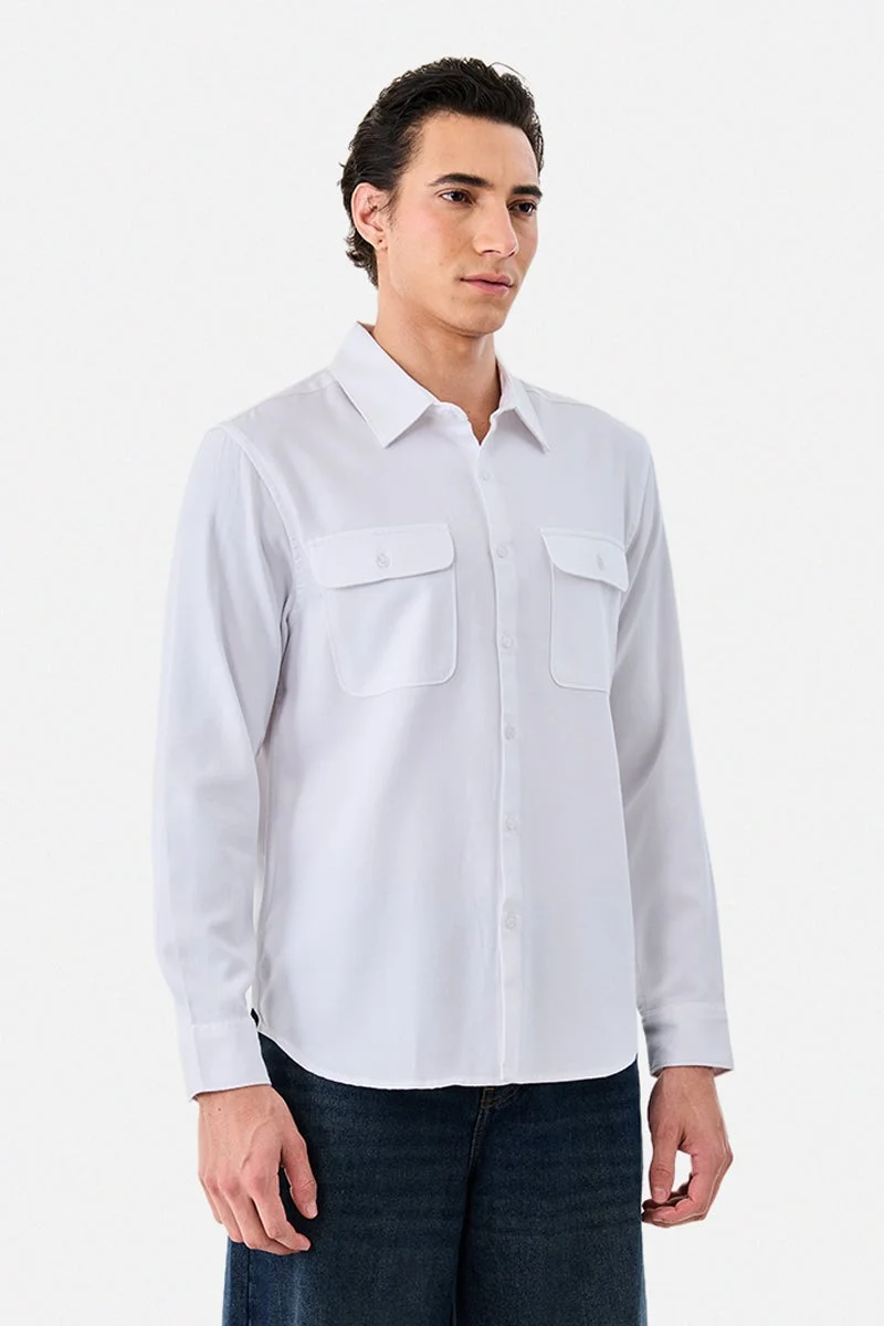 سنيتش Linen Blend Regular Fit Double Pocket Shirt