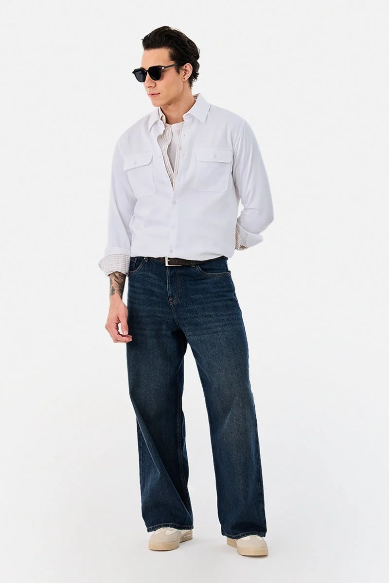 سنيتش Linen Blend Regular Fit Double Pocket Shirt