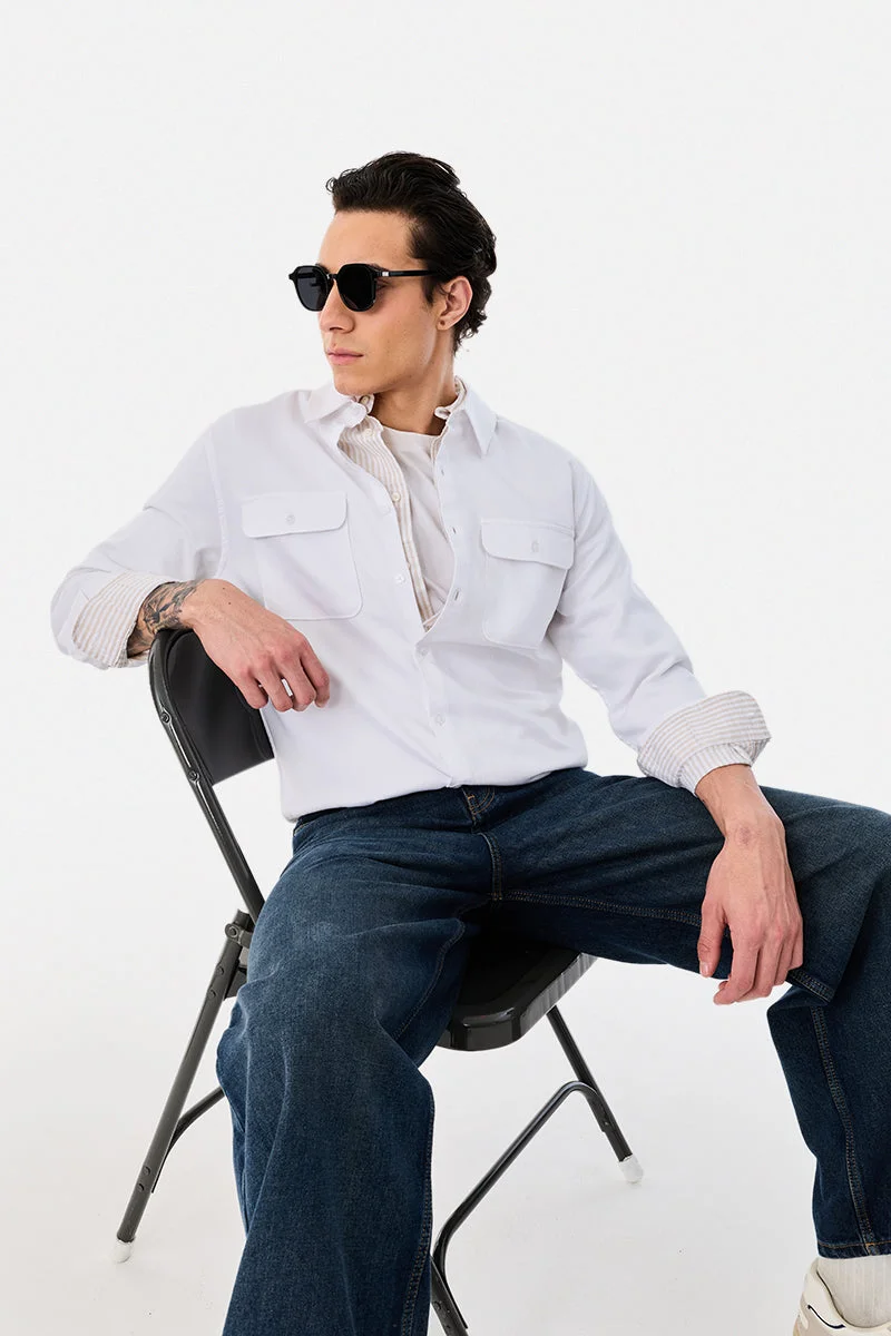 سنيتش Linen Blend Regular Fit Double Pocket Shirt