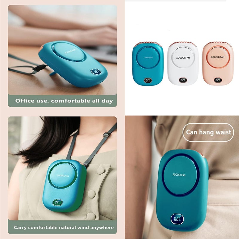 AOCOOLFAN Portable Neck Fan, Handheld Mini Fan Small Personal Fan, Hand Held Fan USB Rechargeable Eyelash Fan for Kids Girls Boys Woman Man Home Outdoor Travel (Blue) - Image 5