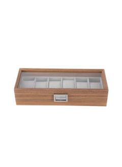 Generic High Quality Wooden Organizer Box with Glass Lid to Organize Jewelry and Watches, 6 Compartments Size 31cm x 12cm x 7.5cm Suitable for Dressing Room - Watch Box  - Image 2