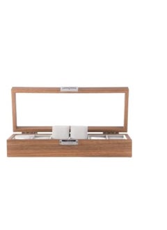 Generic High Quality Wooden Organizer Box with Glass Lid to Organize Jewelry and Watches, 6 Compartments Size 31cm x 12cm x 7.5cm Suitable for Dressing Room - Watch Box  - Image 3