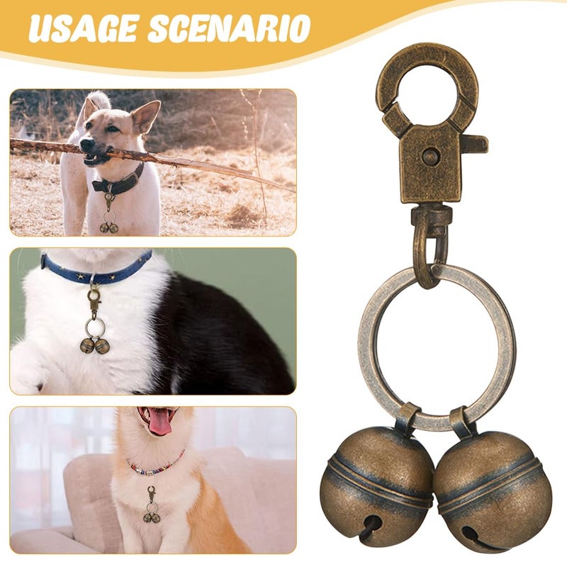 Qpets® ® Adjustable Dog Collar Charm with Safety Bell, Stylish Pet Birthday Gift Vintage Metal Brass Pet Accessory with Quick-Release Buckle & Anti-Lost Keychain for Dogs - Image 5