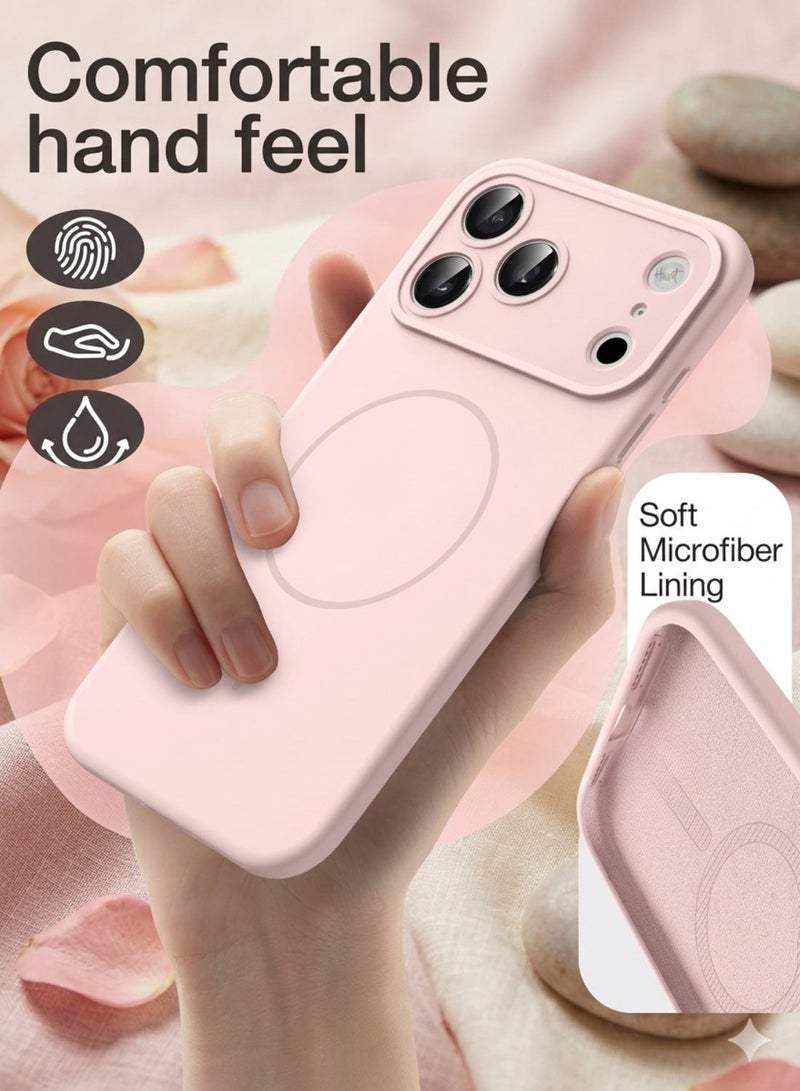 ELTRAZONE iPhone 17 Pro Premium Matte Case Metallic Accents Pink Frosted PC Back TPU Frame Metallic Camera Frame for Strength MagSafe Compatible with N52 Magnet Metallic Buttons Anti Slip Soft Touch Grip Military Grade Drop Protection - Image 5