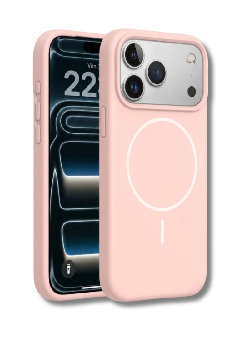 ELTRAZONE iPhone 17 Pro Premium Matte Case Metallic Accents Pink Frosted PC Back TPU Frame Metallic Camera Frame for Strength MagSafe Compatible with N52 Magnet Metallic Buttons Anti Slip Soft Touch Grip Military Grade Drop Protection - Image 1