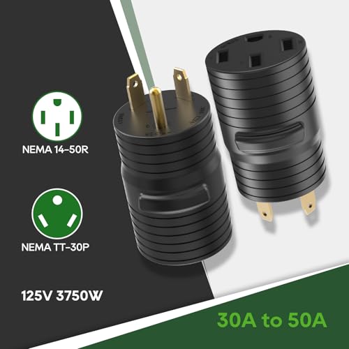 RVGUARD 30 Amp to 50 Amp RV Adapter Plug, NEMA TT-30P to NEMA 14-50R Electrical Power Adapter - Image 3