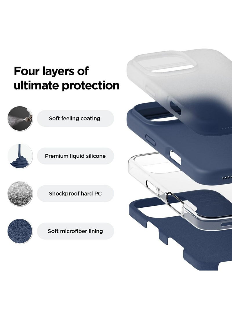 ACLIX Silicone Case Compatible with iPhone 16 Pro Max, Slim Liquid Silicone Phone Case with 3-Layer Soft Rubber Shockproof Bumper with TPU Lining (Blue) - Image 3